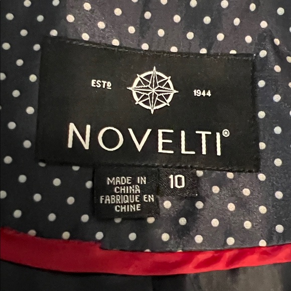 Novelti Navy/ White‎ Polka Dots Belted Water Repellent Lined Jacket Size 10 - Picture 14 of 15